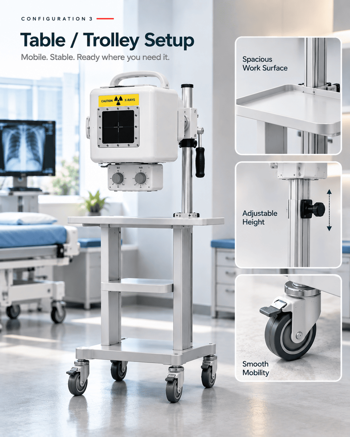 Table & Trolley Setup configuration for the portable X-ray system