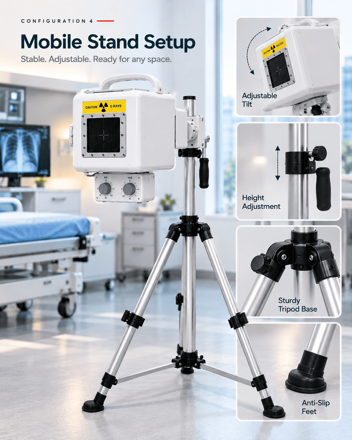Tripod Setup configuration for the portable X-ray system
