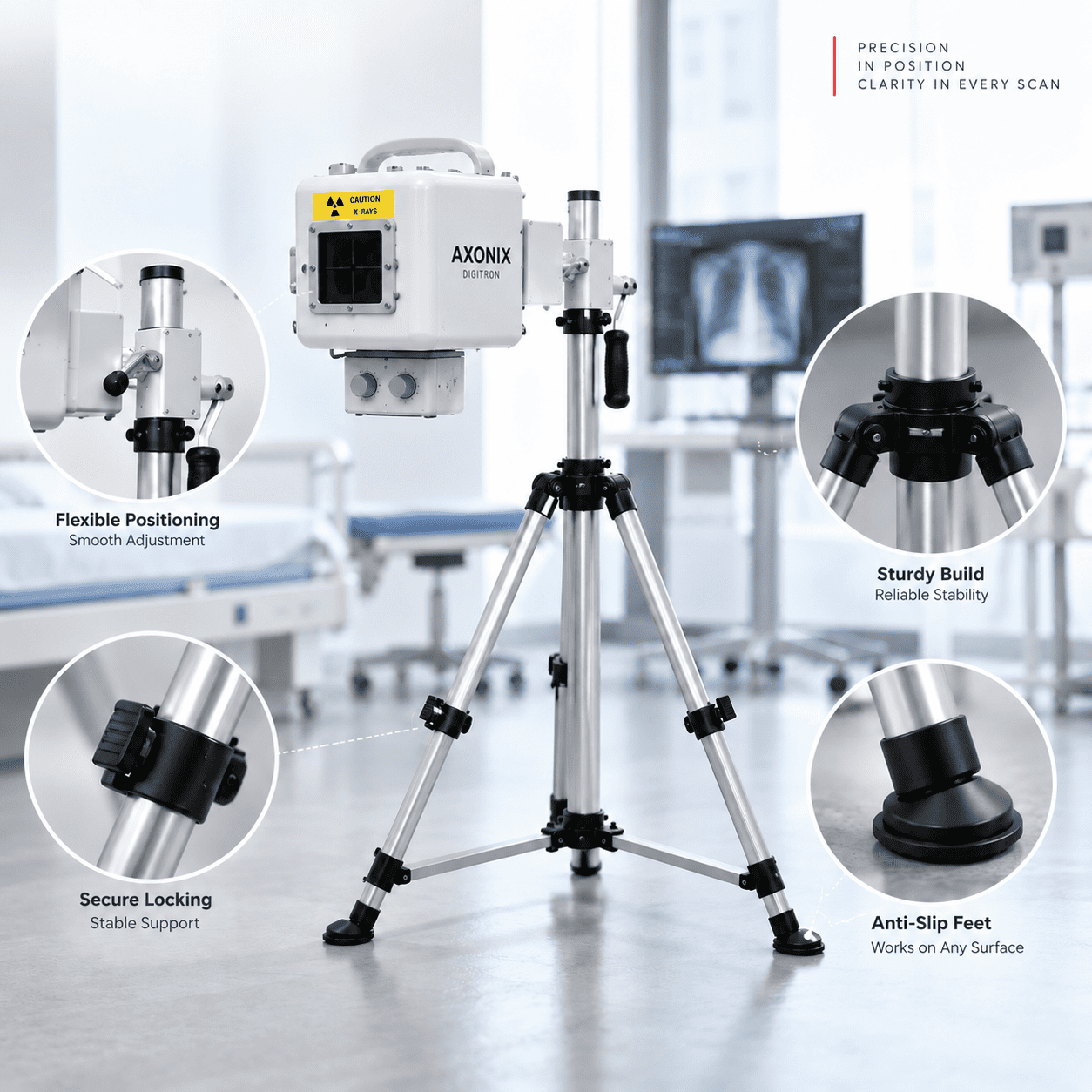 Adjustable tripod and mounting details