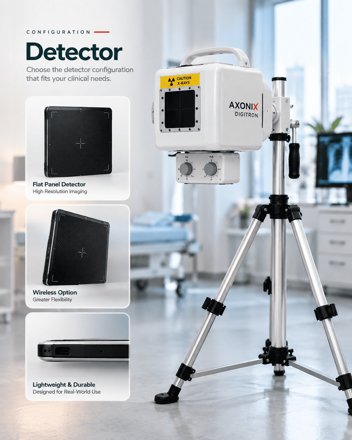 Detector configuration for the portable X-ray system