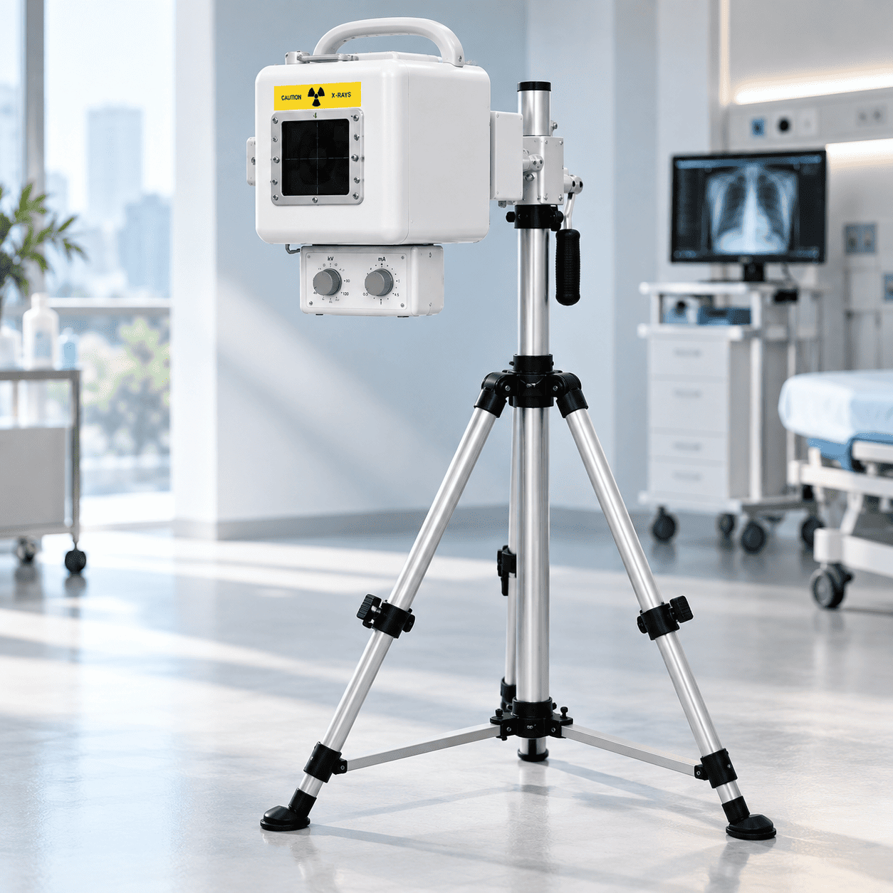 Full portable X-ray machine with adjustable tripod