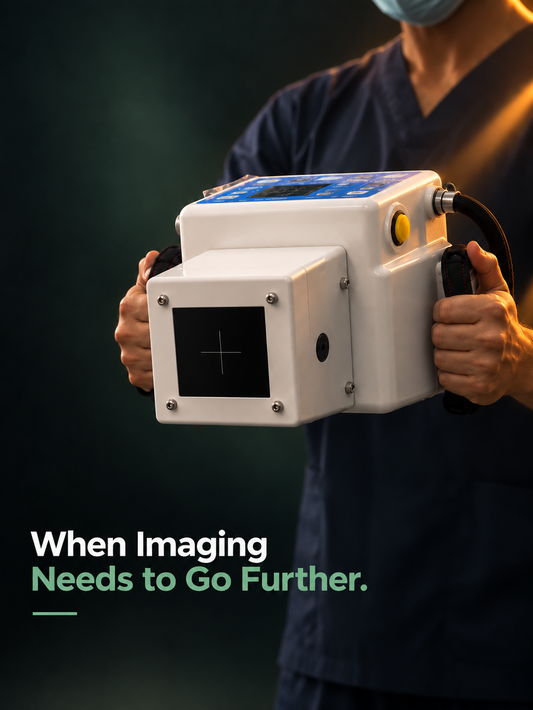 Portable X-ray machine in a modern clinical room