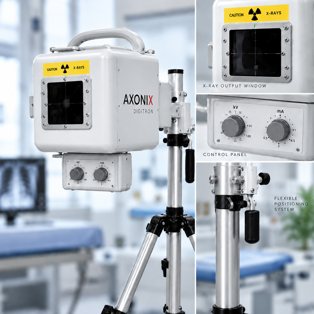 Portable X-ray head and control panel details